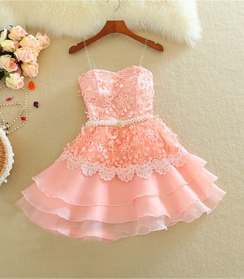 Lovely Sweetheart Mini Homecoming Dress UK Lace Appliques Layered_2