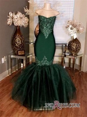 Sweetheart Mermaid Long Prom Appliques Tulle Dress UKes UK Sleeveless cc0014_1