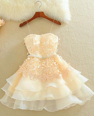 Lovely Sweetheart Mini Homecoming Dress UK Lace Appliques Layered_1