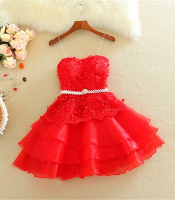 Lovely Sweetheart Mini Homecoming Dress UK Lace Appliques Layered_3