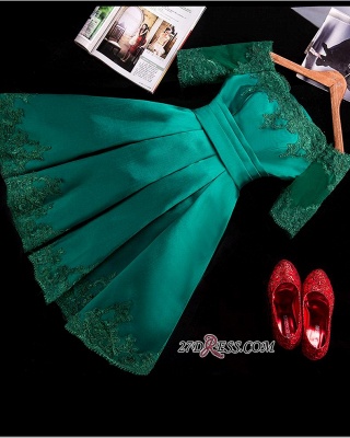 Lace Green Short Appliques Charming Half-Sleeve Homecoming Dress UK BA3856_3
