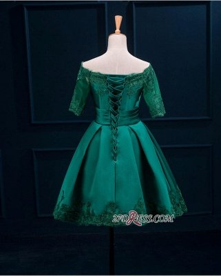 Lace Green Short Appliques Charming Half-Sleeve Homecoming Dress UK BA3856_5