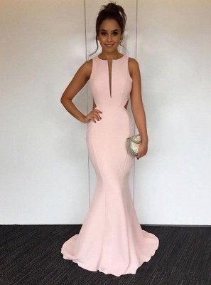 V-neck Sleeveless Mermaid Prom Dress UK | Elegant Pink Prom Dress UK_1