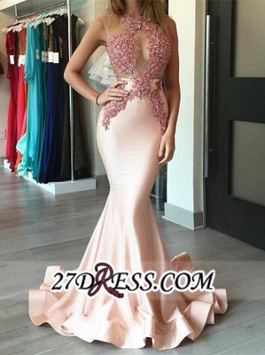 Luxury Sleeveless Pink Appliques Mermaid Evening Dress UK PT003_2