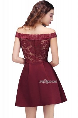 Burgundy Lace A-Line Short Off-the-Shoulder Homecoming Dress UKes UK_3