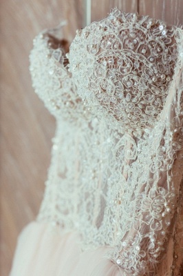 Tulle Sweetheart Lace Beadss Elegant Princess Wedding Dress_3