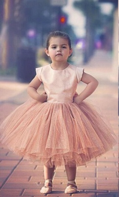 Lovely Cap Sleeve Tulle Princess Flower Girl Dress Bowknot_1