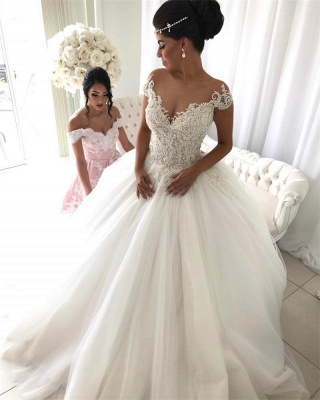 Princess Tulle Wedding Dress Bridal Gowns with Beads_1