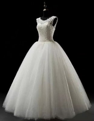 Simples A-Line Lace Wedding Dresses UK Lace-up Floor Length Bridal Gowns_1