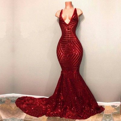 Elegant red sequins prom Dress UK, mermaid evening gowns_2