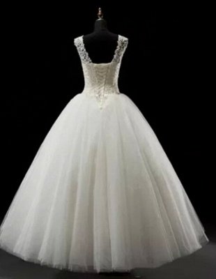 Simples A-Line Lace Wedding Dresses UK Lace-up Floor Length Bridal Gowns_2
