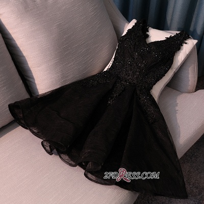 Black A-Line Short Prom Dress UK | Homecoming Dress UK With Lace Appliques_4