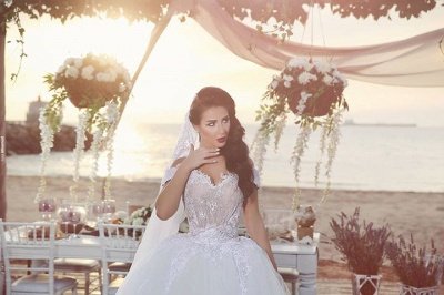 Delicate Tulle Lace Appliques Wedding Dress Off-the-shoulder Ball Gown_5