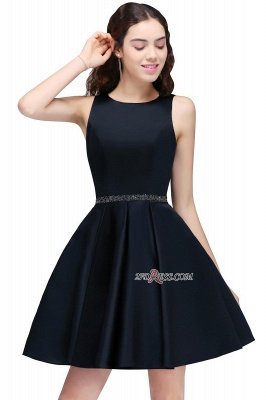 A-Line Beadings Sleeveless Sequare Black Short Homecoming Dress UKes UK_6