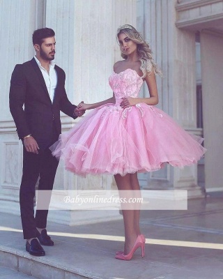Short Appliues Pink Sweetheart-Neck Ball-Gown Homecoming Dress UKes UK_1