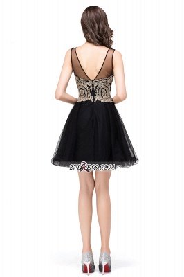 Sleeveless Appliques Elegant Black Tulle Homecoming Dress UK_10