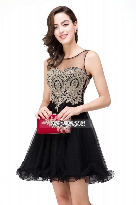 Sleeveless Appliques Elegant Black Tulle Homecoming Dress UK_11
