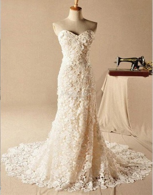 Gorgeous Sweetheart Lace Appliques Wedding Dresses UK Long_2