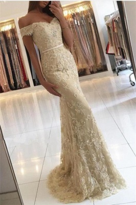 Luxury Off-the-Shoulder Mermaid Evening Dress UK Lace Appliques Long Party Gowns BA6944_1