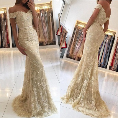 Luxury Off-the-Shoulder Mermaid Evening Dress UK Lace Appliques Long Party Gowns BA6944_2