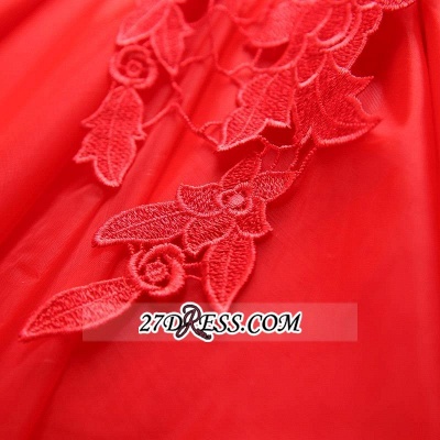 Short Elegant Cap-Sleeve Lace Red Tulle Homecoming Dress UK_1