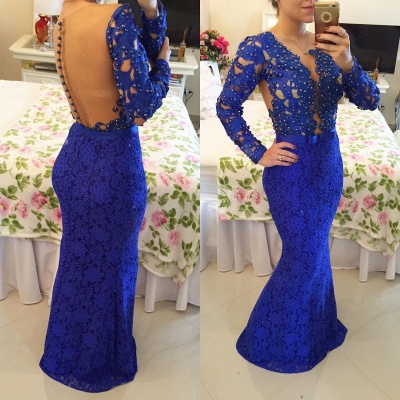 Stunning Long Sleeve Lace Evening Dress UK Pearls Mermaid Prom Gown BT0 BA6734_6