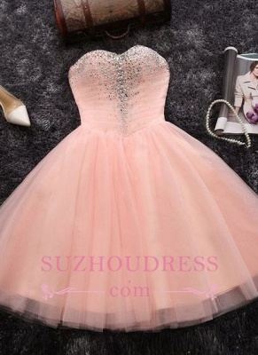 Crystals Sweetheart-Neck Sexy A-line Short Pink Homecoming Dress UKes UK_1