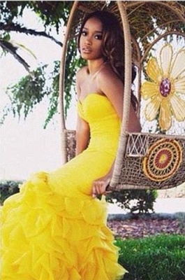Luxury Sweetheart Yellow Prom Dress UKes UK Mermaid With Train BK0_4