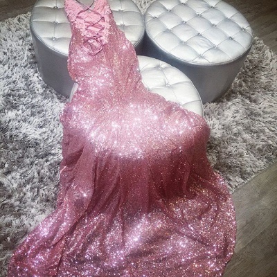 Gorgeous Sequins V-Neck Prom Dress UKes UK Mermaid Spaghetti Straps Party Gowns_5