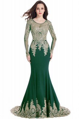 Crystal | Sexy Mermaid Lace Appliques Long Sleeves Prom Dresses with Beadings_9