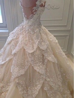 Luxurious Off-the-Shoulder Beads Wedding Dresses UK Ball Gown Long Train_1