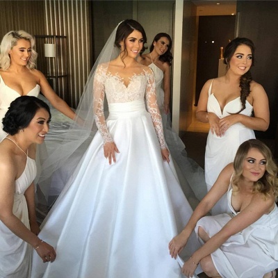 Delicate Lace Appliques Princess Wedding Dress Long Sleeve_3