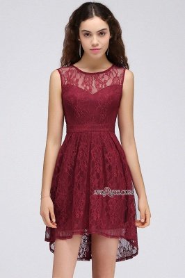 Burgundy Illusion Sleeveless A-line Lace Homecoming Dress UK_4