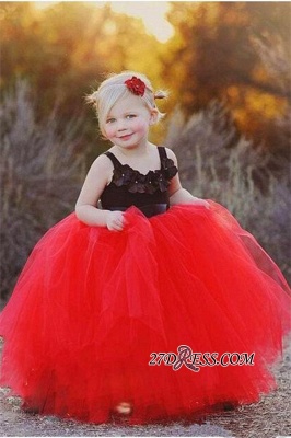 Lovely Black and Red Tulle Flower Girl Dress_3