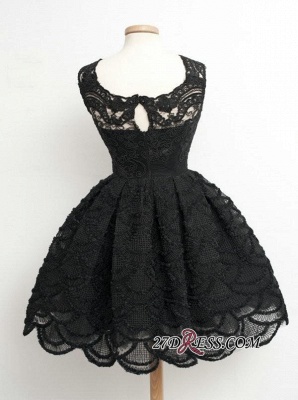 Knee-Length Little Dress UKes UK Lace Short Black Homecoming Dress UK_1