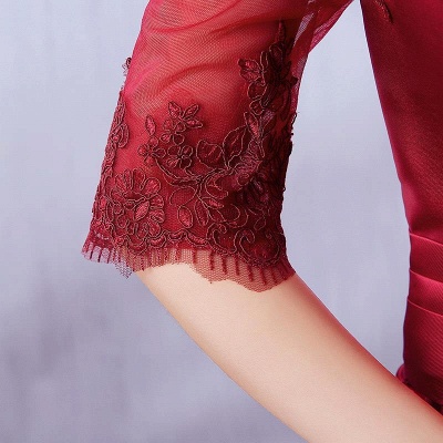 Gorgeous Burgundy Half-Sleeve Evening Dress UK Lace Long CPS388_5