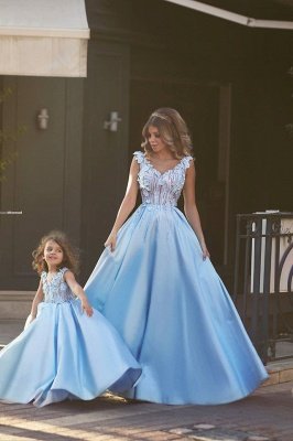 Flowers Straps A-line Mother And Daughter Prom Dress UK Ball Gown BA4321_1