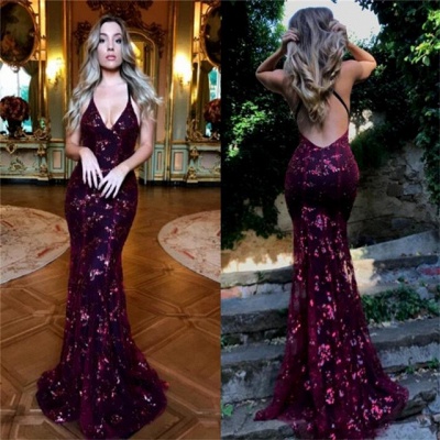 V-Neck Burgundy Prom Dress UK | Sequins Long Evening Gowns_3