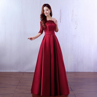 Gorgeous Burgundy Half-Sleeve Evening Dress UK Lace Long CPS388_6