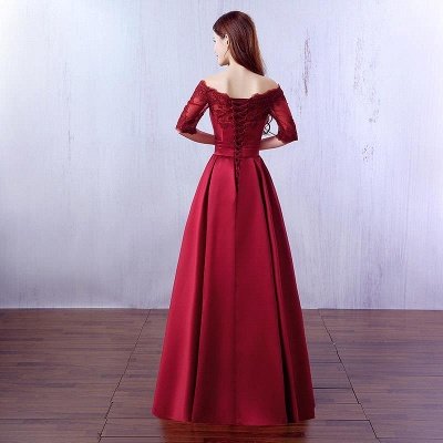 Gorgeous Burgundy Half-Sleeve Evening Dress UK Lace Long CPS388_3