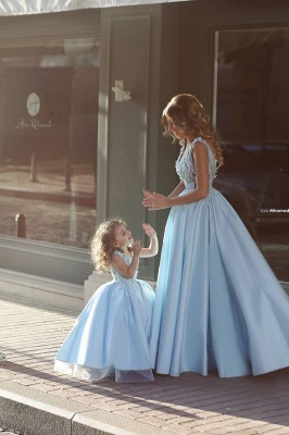 Flowers Straps A-line Mother And Daughter Prom Dress UK Ball Gown BA4321_2