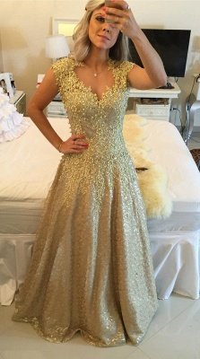 Gorgeous Cap Sleeve Lace Appliques Prom Dress UKes UK Floor Length Formal Wear_6