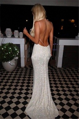 Elegant Sequins White Prom Dress UKes UK Front Split Floor Length_3