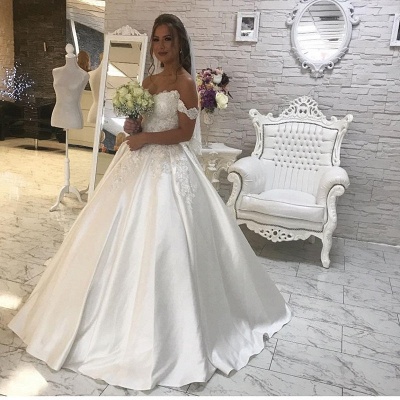 Elegant Off-the-Shoulder Lace Wedding Dress Ball Gown Princess Bridal Wear_3