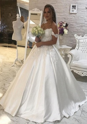 Elegant Off-the-Shoulder Lace Wedding Dress Ball Gown Princess Bridal Wear_1