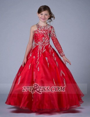Glamorous Jewel Floor-length Girl Pageant Dress Ball Gown With Crystals_3
