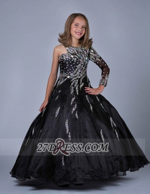 Glamorous Jewel Floor-length Girl Pageant Dress Ball Gown With Crystals_5