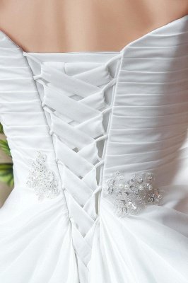 Front Split White Wedding Dress Beadss Sweetheart Sleeveless_4