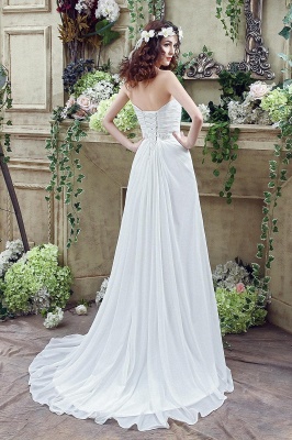 Front Split White Wedding Dress Beadss Sweetheart Sleeveless_5