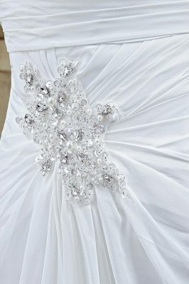 Front Split White Wedding Dress Beadss Sweetheart Sleeveless_3